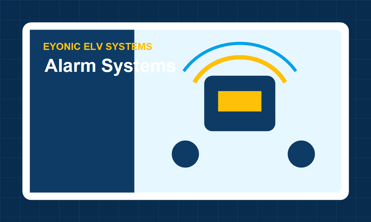 Intruder alarm siren and sensor visual for Eyonic alarm system services