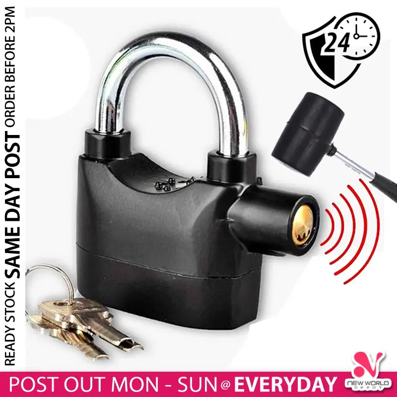 Alarm padlock with keys and battery — NWD TikTok Shop listing image