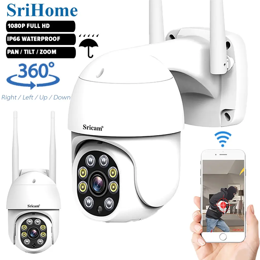 Sricam SriHome SP028 outdoor camera — SriHome TikTok Shop listing image
