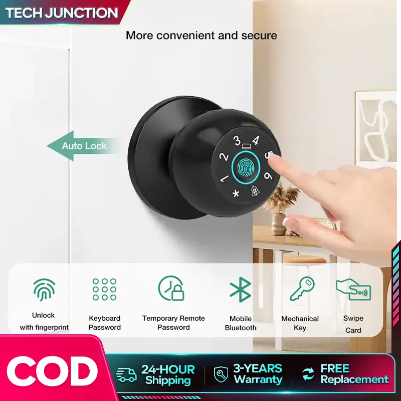 Bluetooth fingerprint smart door knob — Tech Junction TikTok Shop listing image