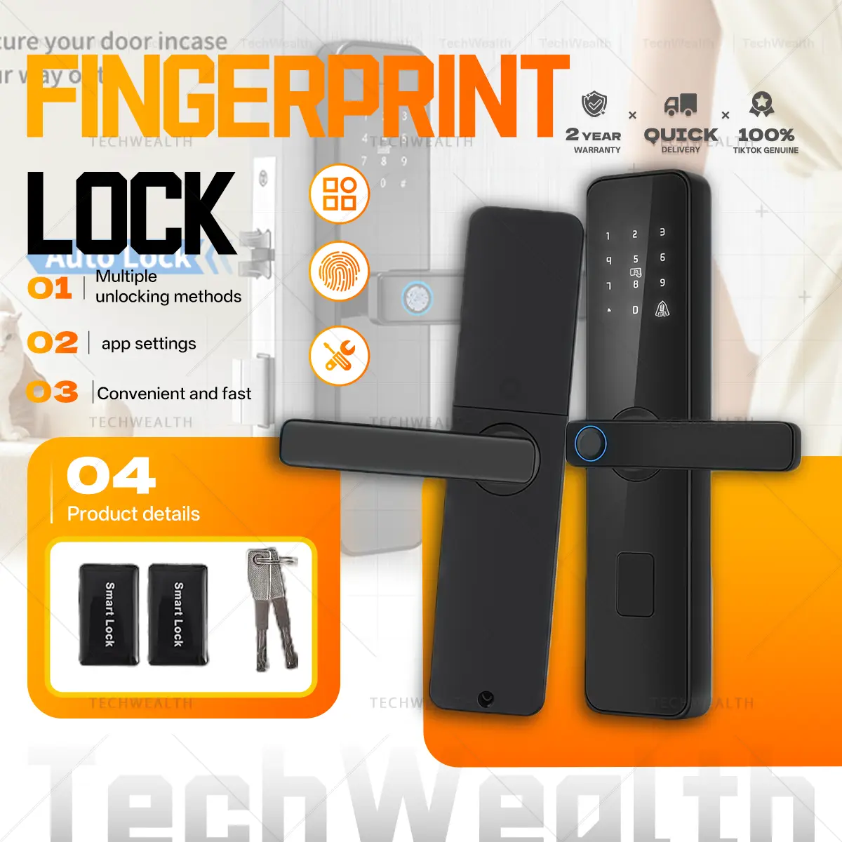Wi-Fi fingerprint and keypad smart lock — Tech.wealth TikTok Shop listing image