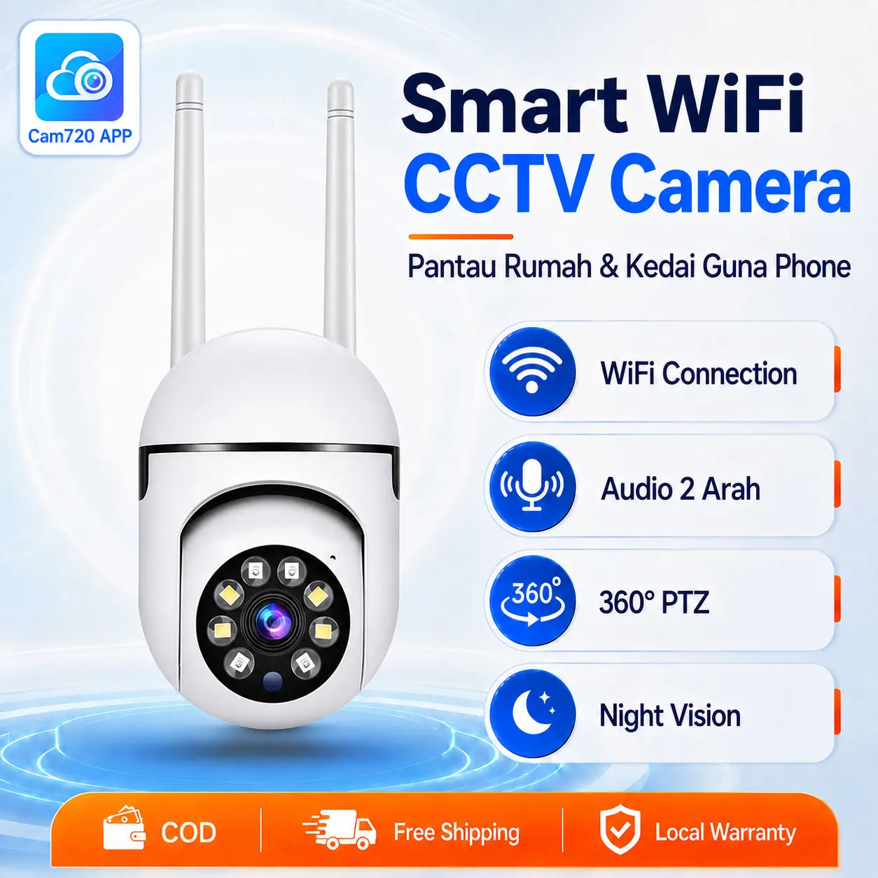 Cam720 outdoor Wi-Fi PTZ camera — CCTV MALL TikTok Shop listing image